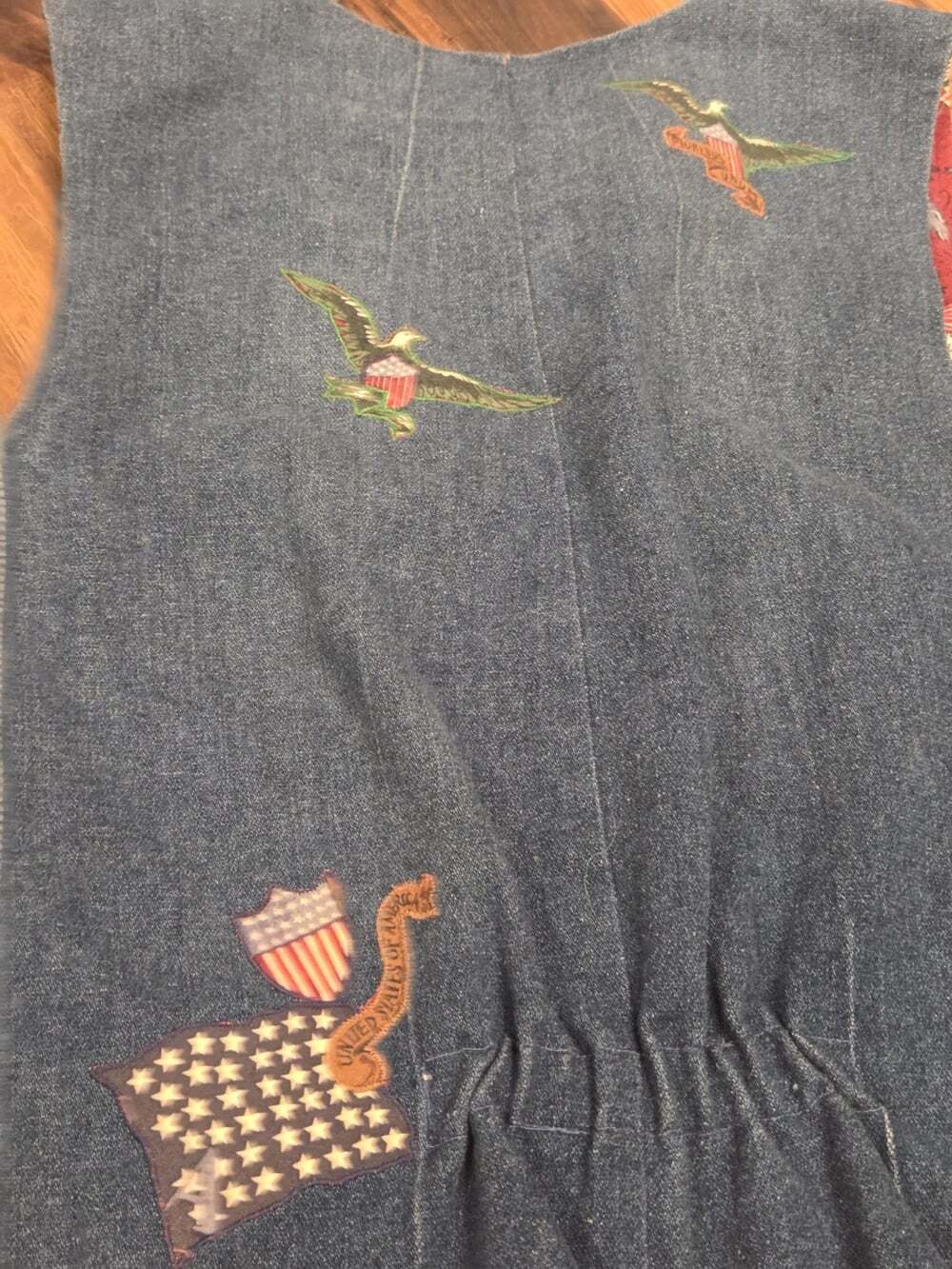 Vintage 90s Arizona Jean Co Denim Vest Patriotic Americana Eagle Flag Quilted M - Picture 6 of 11